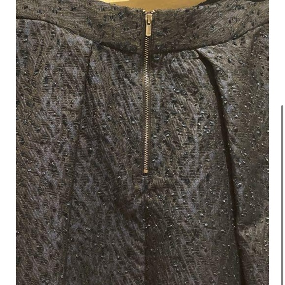 H&M Navy Jacquard Midi Pleated A-line Skirt With Pockets - Picture 5 of 6